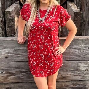 Western Bandana Babe Red Dress Women’s New